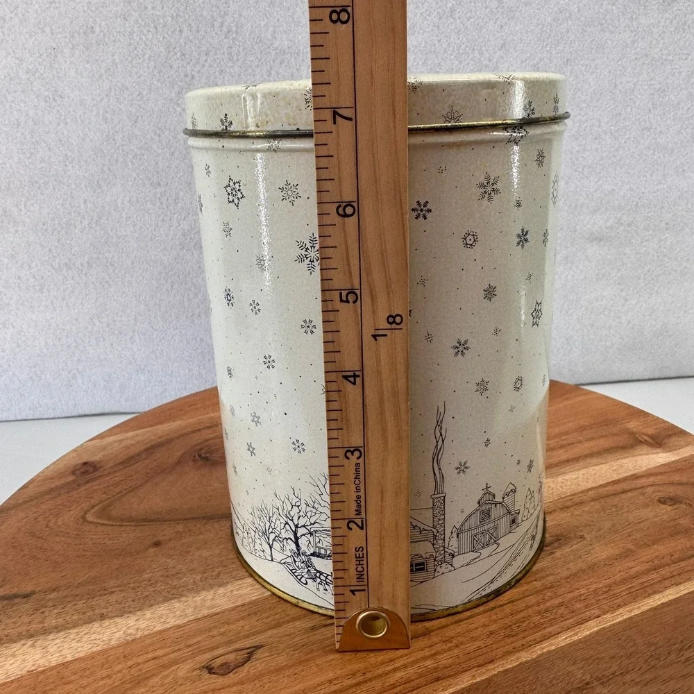 Vintage Uncle Ben's Converted Rice Tin Can Snowflake Decor Kitchen Storage‎